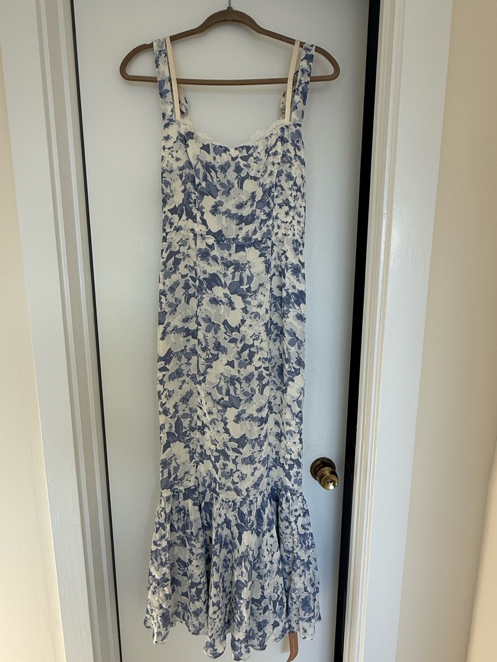 Reformation Irisa Dress Larkspur Blue Floral Maxi Dress Size 6 NWT